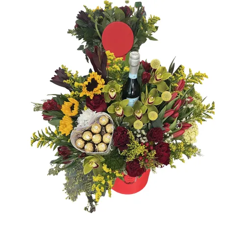  Floral Box with Chocolates and Champagne
