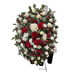 Red White Funeral Arrangement 
