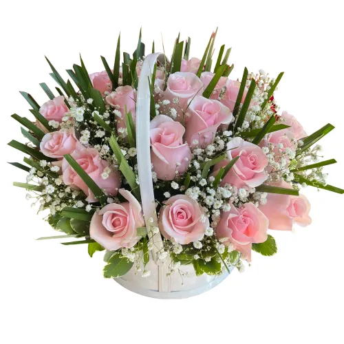 Pink Rose Basket